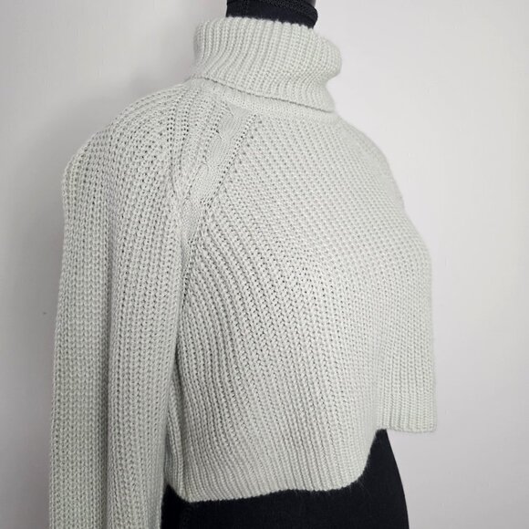 Mint Green Cropped Turtle Neck Sweater, Size Small - Picture 4 of 12